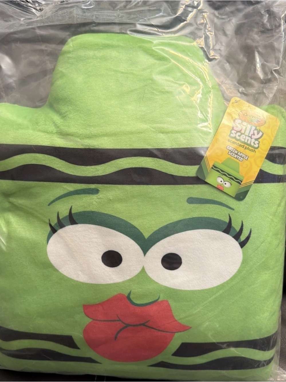 RARE Crayola Silly Scents Green Apple Scented Plush Pillow Crayon Face NEW